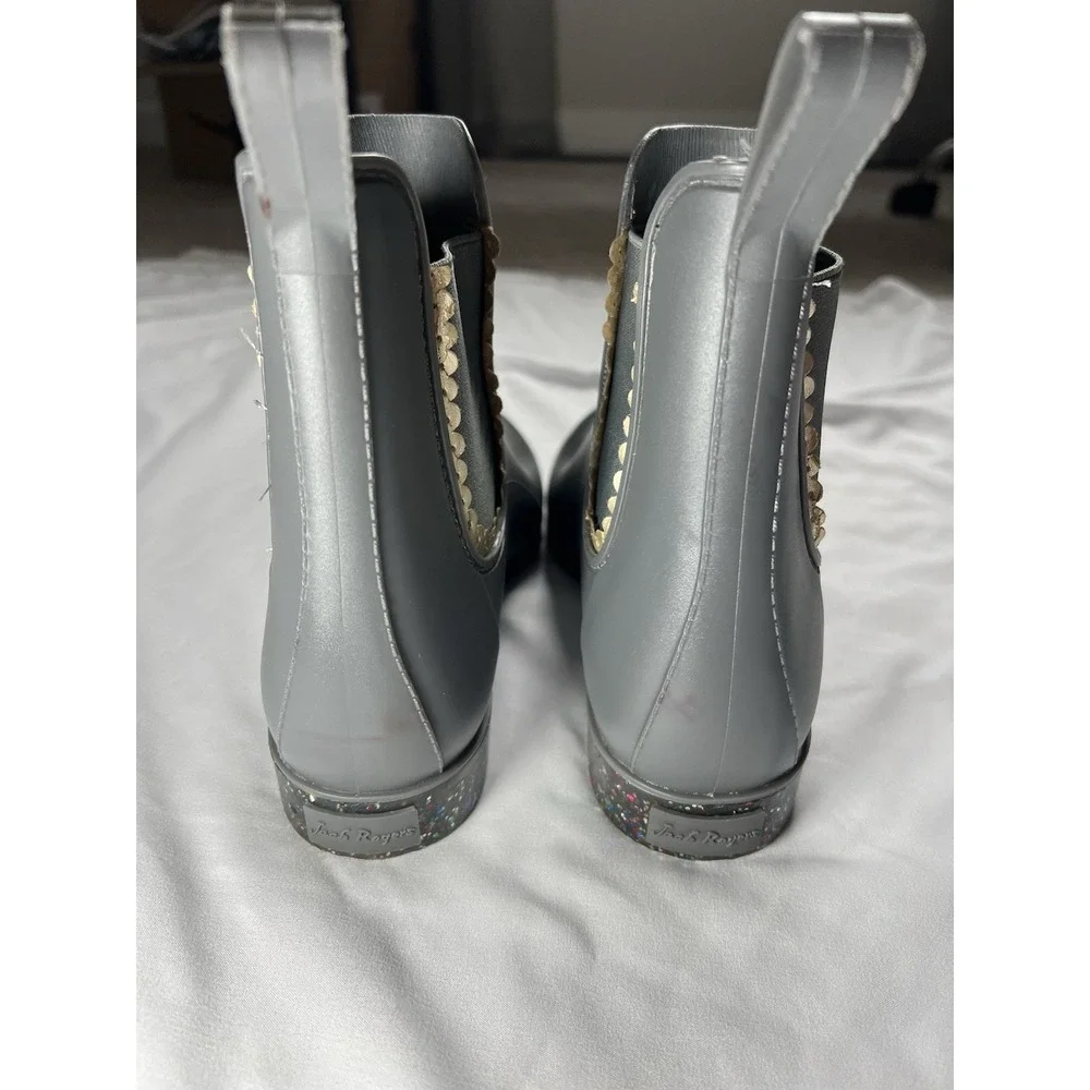 Jack Rogers Women's Gray Glitter‎ Some Sallie Rain Boots Waterproof Size 9